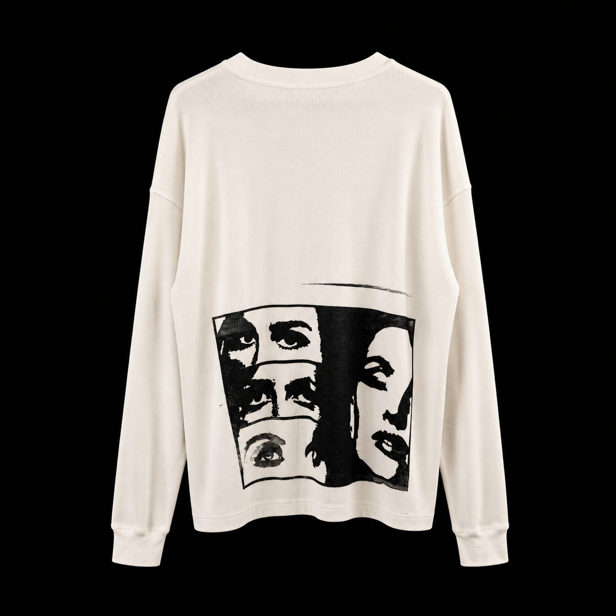 Hand screen printed artist long sleeve XL — detail, by KW for MADVILLX