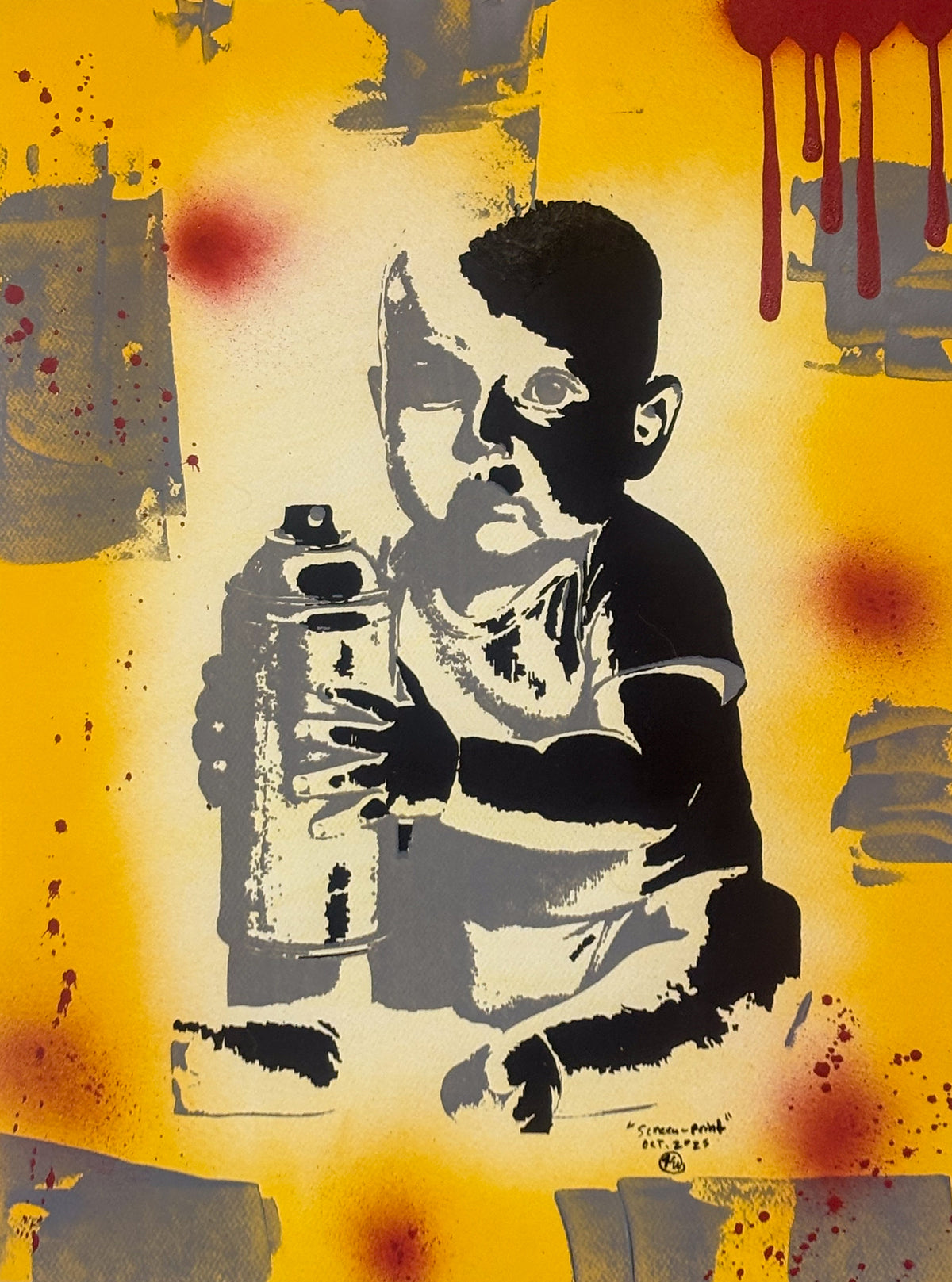 Untitled 004 24x18 — screen print with spray paint by KW for MADVILLX